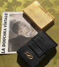 S.T DUPONT 1960s DIAMOND HEAD LIGHTER~GOLD PLATED~M&H MONOGRAM~LEATHER CASE~MINT