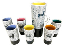 service à orangeade vintage céramique Tunisie  années 60-70 poterie artisanale