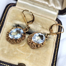 dormeuses xixe or 18k cannetillé aigue-marines