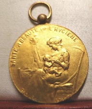 1912 46mm french bronze art medal babies award