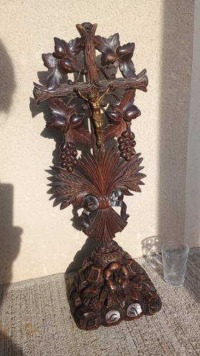 Grand crucifix antique bois - crucifix, en