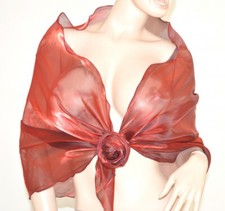 Maxi étole foulard bordeaux rouge femme châle écharpe cérémonie élégant UF5