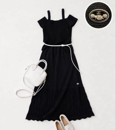 Robe tricot chanel noir - en,