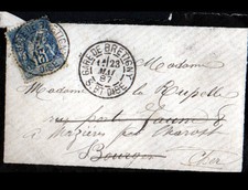 BRETIGNY Gare (91) ENVELOPPE Oblitération postale en 1887 par CHAROST (18)