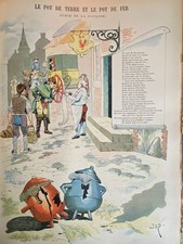 IMAGERIE QUANTIN  FABLES DE LA FONTAINE  "LE POT DE TERRE ET LE POT DE FER " JOB
