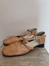 VITANZA : CHAUSSURES MARY JANE CUIR TRESSÉ MARRON CLAIR VINTAGE 90S STYLE SZ