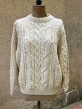 Pull irlandais vintage en laine, tricoté main. 40/42