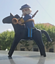 PLAYMOBIL NORDISTE CHEVAL GENERAL  ARMÉES WESTERN SUDISTE CAVALERIE TROMPETTE
