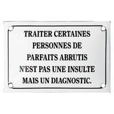 Plaque  émaillée humoristique 10x15 cm : TRAITER CERTAINES PERSONNES ....