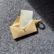 Antique Gold Silver Envelope Pendant: Hidden Silver Love Letter Charm