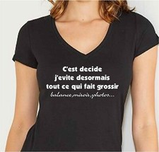 T-shirt femme. Décidé j'évite tout ce qui fait grossir balance, miroir, photos.