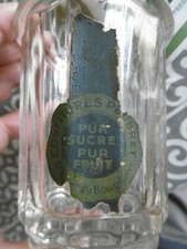 POT à CONFITURE ANCIEN VERRE ÉPAIS A FACETTES "CONFITURES PEUBRET"St Léger du Bo