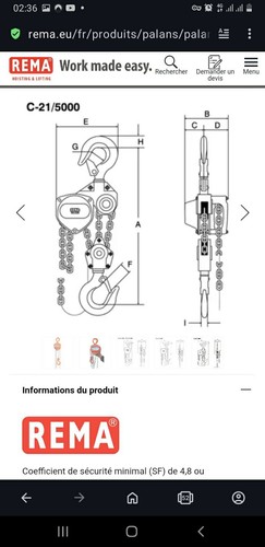 Rema palan chaîne tonnes - palan,