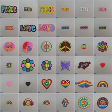 Paix Amour Fleur Patch brodé