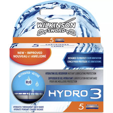WILKINSON Sword Pack 5 Lames "HYDRO 3" Lot Recharge de Rasoir Homme 3 + GEL H20
