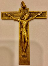 pendentif ancien croix crucifix en bronze
