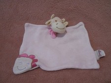 Doudou plat vache rose beige