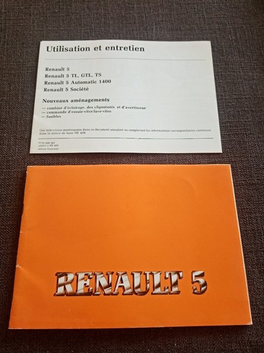 Renault manuel entretien - renault, 5/manuel