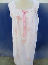 Chemise de nuit N°7 polyester blanc fleurs roses dentelle vintage Sicoc