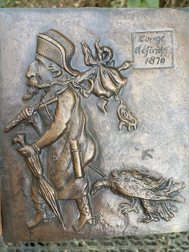 Plaque satirique bronze - satirique, en
