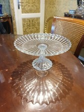 Ancien Centre De Table Plat A Tarte En Cristal Moulé Numéroté Baccarat