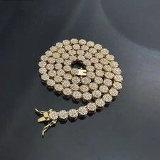 Rond Coupe Diamant 18K or Jaune Sur Tennis Collier Chaîne 20 " Pour Homme