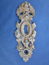 Plaque rosace entrée serrure ancienne fonte décoré porte 24,5 x 8,5 cm