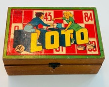 Boîte de Loto ancienne GMFR – bois et décor rétro – idéale boîte à trésors