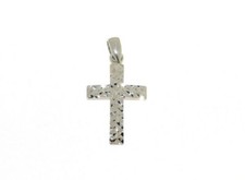 Pendentif Croix or Blanc 750