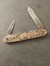 Ancien Couteau Figuratif Chiens, Chevaux 