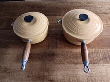 Lot 2 Casseroles Cousances Le Creuset Vintage Jaune  20 Et 18 Cm 