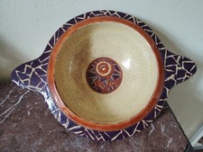 Céramique Ancienne Bol a Oreilles Art Deco Primavera Longwy 