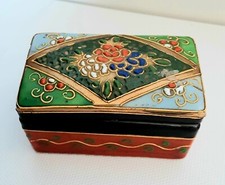  Petite Boite Ancienne porcelaine Emaillée Signée ASIE Tampon Rouge à Identifier