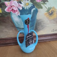 Vase à anses Opaline bleu