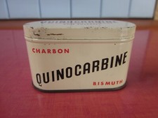 QUINOCARBINE Charbon petite Boite en tôle ancienne Pharmacien Paris .