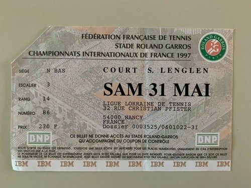 Ticket roland garros - roland, 1997