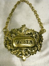 🇫🇷 PLAQUE ETIQUETTE CARAFE GOULOT BOUTEILLE WHISKY PLAQUE METAL ARGENTE