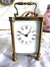 PENDULE D'OFFICIER BRONZE OU LAITON VERRE BISEAUTE