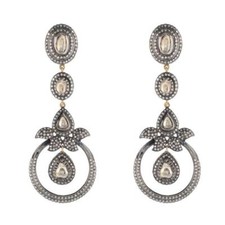 18K Or Clouté Diamant Boucles Argent Sterling Vintage Style Bijoux pour Elle