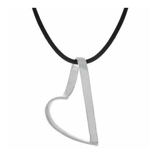 925 argent flottant coeur - argent, cuir