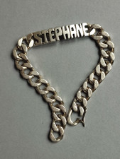 61,8g Bracelet gourmette en Argent 800 poinçon Crabe maille cubaine. XXème