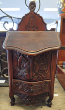 Ancienne BOITE a SEL en NOYER PROVENCALE Bois Sculpte 14MAG 16/10