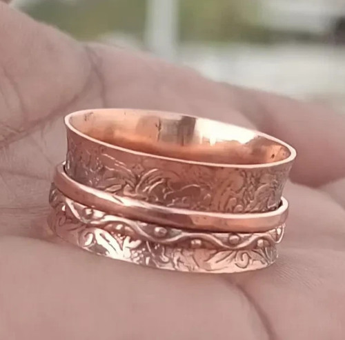 Bague toupie cuivre faite - bague,