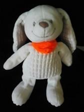 doudou peluche lapin blanc bandana foulard orange NICOTOY 30cm (3 dispo)