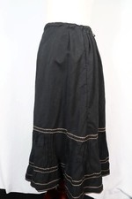 Rare Antique Edwardian Long Français Coton Noir Jupon 28 " Taille EXC État