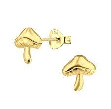 Boucles d'oreilles champignon en argent plaqué or jaune 14 carats