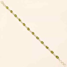 5.60 GM 925 Argent Massif Naturel Péridot Coupe Pierre Bracelet Taille 21cm
