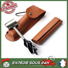 Clé à Tarière Manuelle Acier Carbone+Forage à Vis Sans Fin + Etui Cuir Bushcraft
