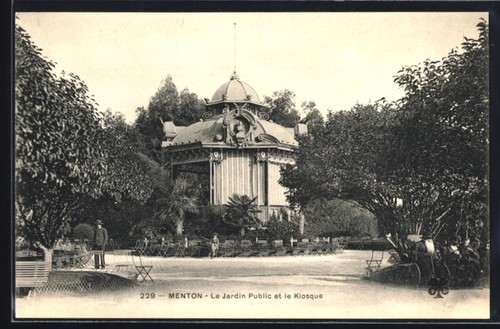 Cpa menton jardin - le, public