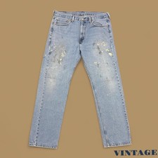 Jean Vintage Levis 505 Droit Peinture Éclaboussures Bleu Clair W36 L32